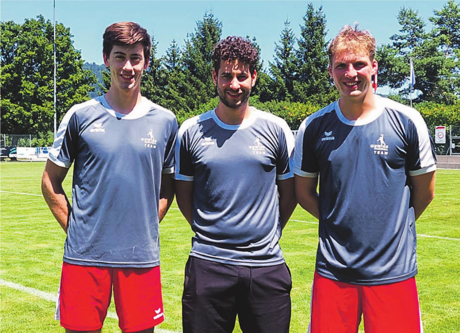 Mit Timo Barth, Valentin Eitzinger (Coach) und Pascal Kupper (von links) stehen drei Spieler der FG Elgg-Ettenhausen im Einsatz. Bild: zvg