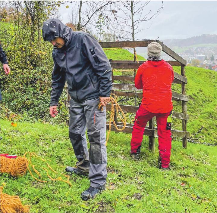 Pflegearbeiten im Eichenhain am Schlosshang. Bilder: zVg Pflegearbeiten im Eichenhain am Schlosshang. Bilder: zVg