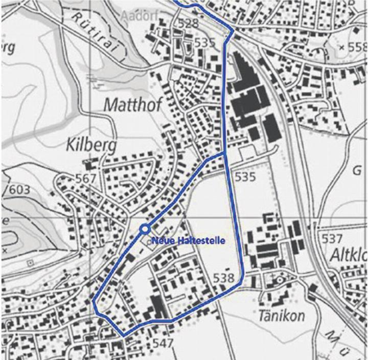 Situationsplan der neuen Linienführung in Ettenhausen. Plan: zvg