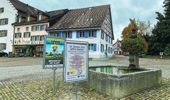 Keine Zierde: Die Plakatständer beim Meisenbrunnen. Bild: Markus Koch