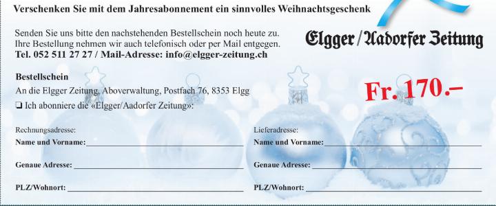 Verschenken Sie mit dem Jahresabonnement ein sinnvolles Weihnachtsgeschenk Verschenken Sie mit dem Jahresabonnement ein sinnvolles Weihnachtsgeschenk