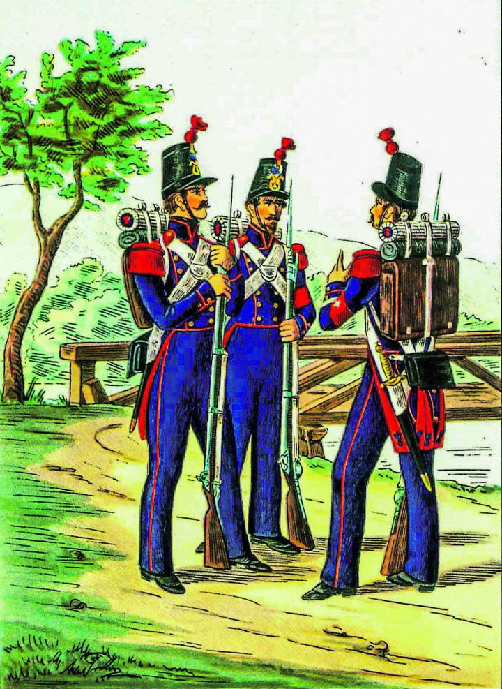 Zürcher Sappeure aus «Truppen Kanton Zürich» um 1845, herausgegeben von Oberst im Generalstab Dr. Feldmann, Bern 1935. Bild Markus Schär
