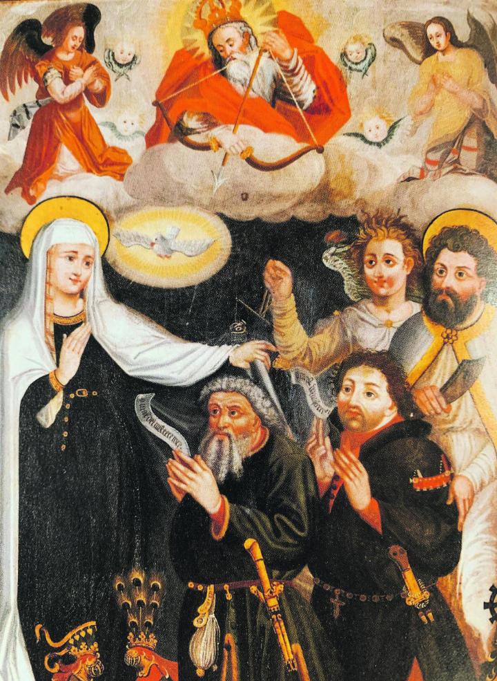 Votivbild Herzog Friedrich IV von Österreich zur Zeit der Übernahme der Grafschaft Kyburg durch Zürich 1424. Aus «Geschichte des Kantons Zürich».
