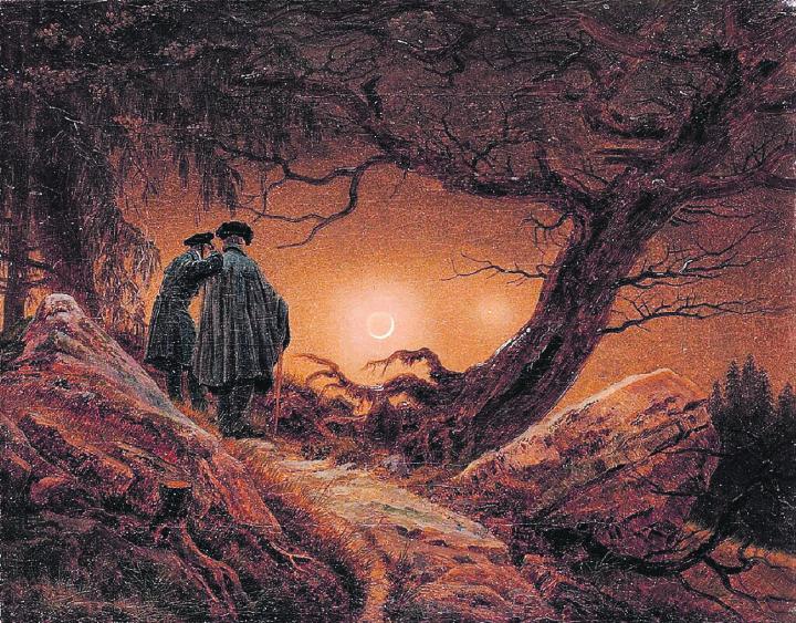 Das Schlüsselgemälde der deutschen Romantik «Zwei Männer in Betrachtung des Mondes» von Caspar David Friedrich (geb. 1774) ist heute in Dresden zu bewundern. Bild: Archivbild Markus Griesser