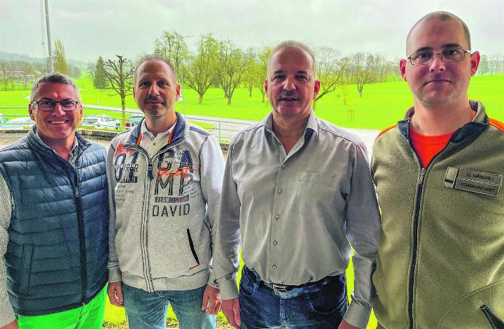 Stefan Mühlemann, Präsident Zivilschutzorganisation Hinterthurgau, Stefan Blum, Stabschef Regionaler Führungsstab Hinterthurgau, sein Vorgänger Arthur Hascher und Daniel Häberli, Kommandant der Zivilschutzorganisation Hinterthurgau (von links). Bild:zvg