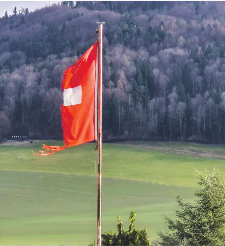 Limitierte Sonderform der Scheizerfahne: Sturm-Edition. Leserbild: Hildegard Kissling, Aadorf