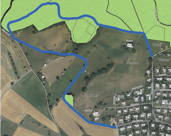 Start Waldlehrpfad am Ende der Hertenstrasse.    Bild: elgg.ch